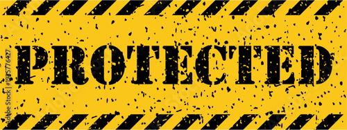This yellow and black striped grunge banner clearly displays the prominent word PROTECTED for security
