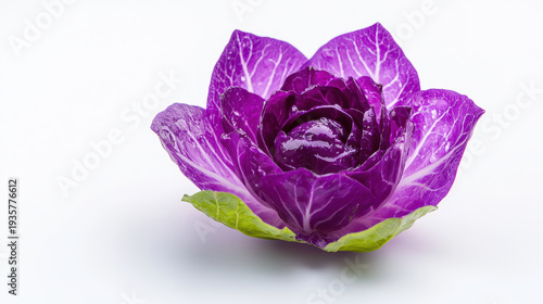 Crisp purple radicchio with vibrant leaves, showcasing its unique shape and color, perfect for culinary use or decoration