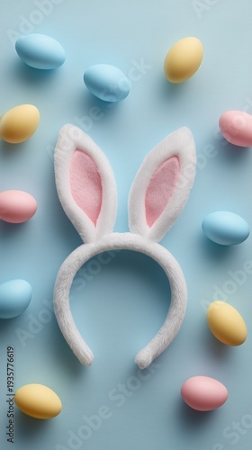 Wallpaper Mural Easter celebration with bunny ears and colorful eggs spring vibes creative Torontodigital.ca