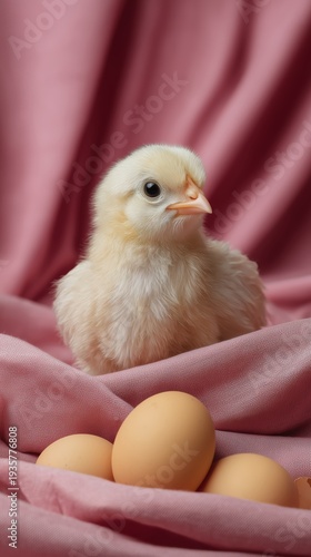 Wallpaper Mural Easter celebration with chick and eggs springtime nest cozy atmosphere Torontodigital.ca