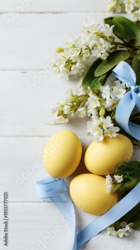Wallpaper Mural Easter celebration with yellow eggs and floral decor home styled bright atmosphere Torontodigital.ca