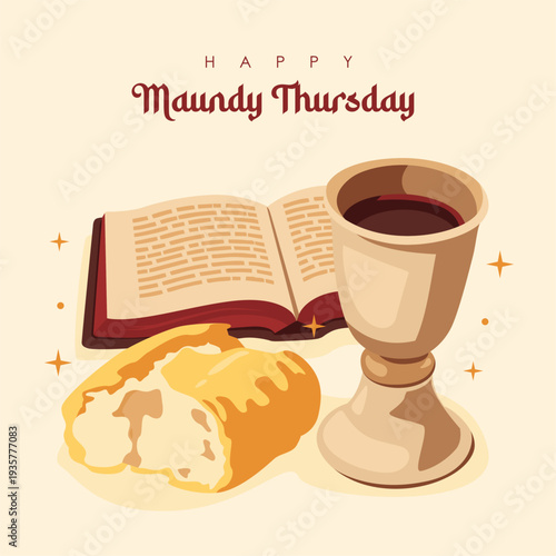 vector happy maundy thursday eucharist illustration