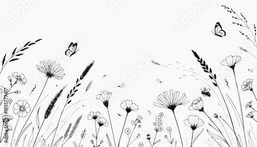 Gemini said

An abstract floral background featuring a fluffy white dandelion flower silhouette amidst a summer meadow field with seeds floating in the wind under a spring sky