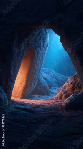 Wallpaper Mural Easter resurrection scene cave setting art mystical environment dramatic viewpoint Torontodigital.ca