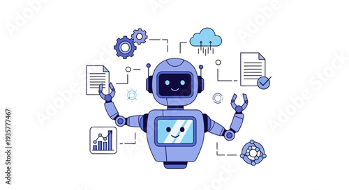 Robot Holding Digital Tools.