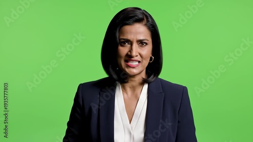 Businesswoman expressing various emotions confidently in a studio