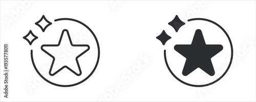Favorite Rating Icon Set, Star Review Badge, Quality Feedback Symbol, Vector Illustration