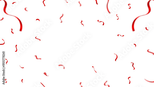 Red Confetti Falling On White, Minimal Red Party Background, Festive Red Streamers Backdrop, Elegant Red Celebration Wallpaper