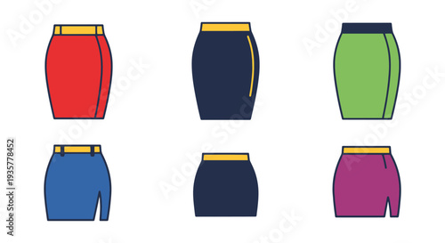 Pencil Skirt Line art vector abstract bold color illustration