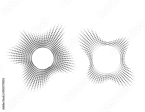 halftone dotted speed lines radial speed Lines in circle dotted pattern