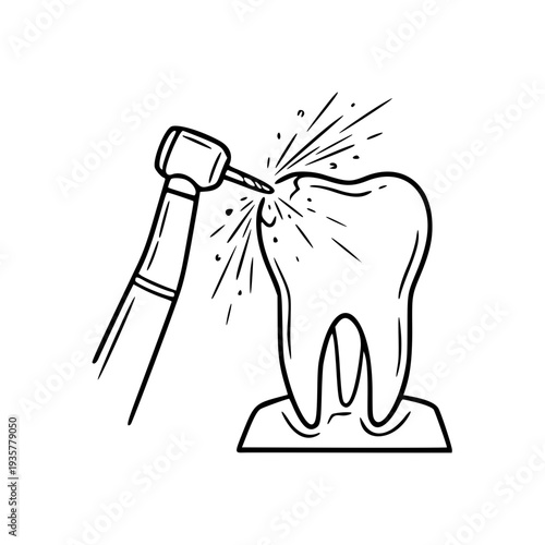 Professional Dental Care and Oral Hygiene Concept – Dentist Drill Repairing Tooth Cavity Illustration