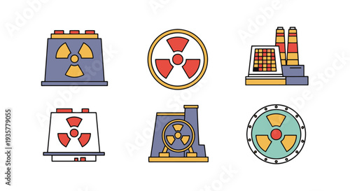 Nuclear Reactor Line art clean color vector