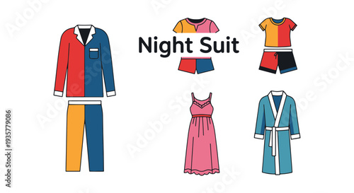 Night Suit Line art vector creative tone color illustration
