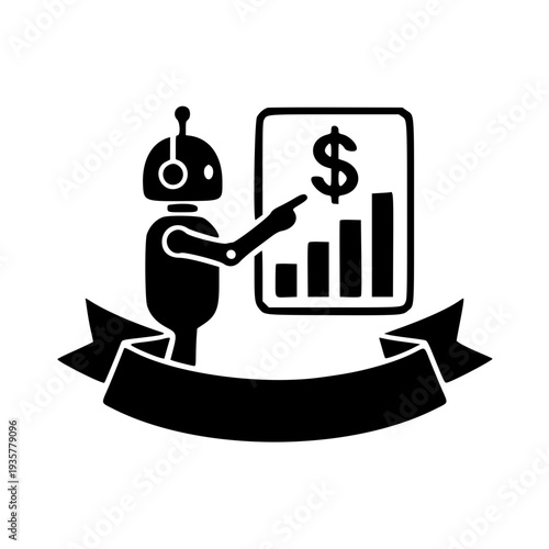 ai robot analyzing financial growth chart business analytics automation technology icon