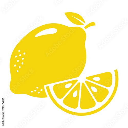 Fresh lemon with slice isolated on white background