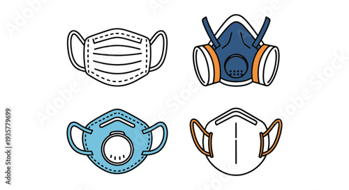 Face Mask Line art vector set clean modern style