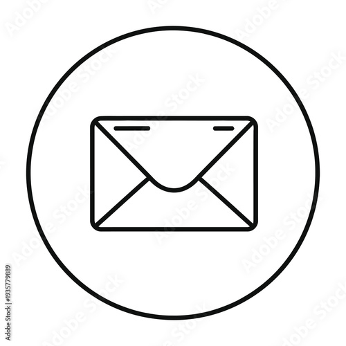 Envelope icon enclosed in circle symbol for communication and messaging