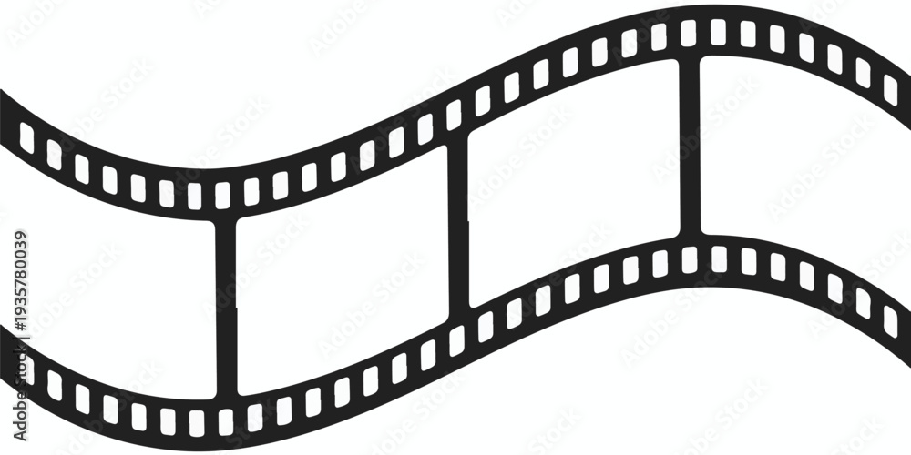 Fototapeta premium Wavy Black Film Strip with Empty Frames on White Background qecyatqyq6emk7b7eq 0019