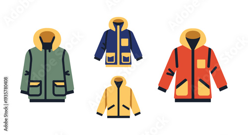 Parka Line art vector set modern abstract design illustration
