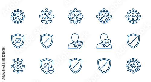 Coronavirus protection concept icons