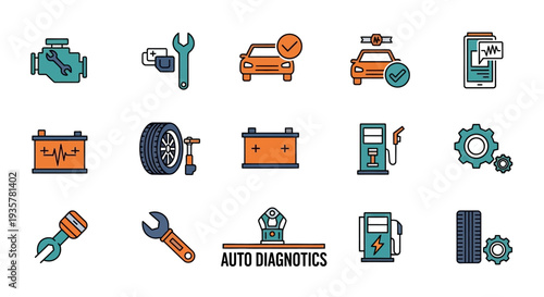 Auto Diagnostic Tools Icons.