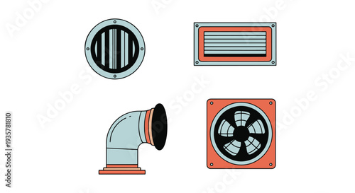 Industrial Vent Line art dynamic colorful design illustration