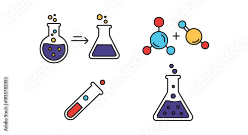 Chemical Reaction Line art soft tone color vector