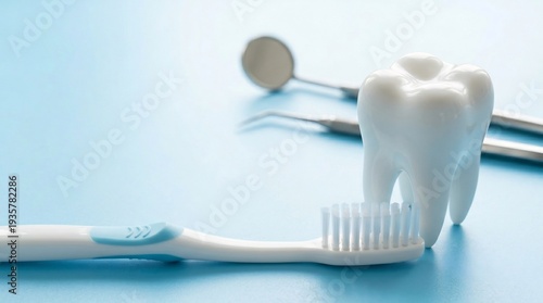 白い歯と青い歯ブラシ