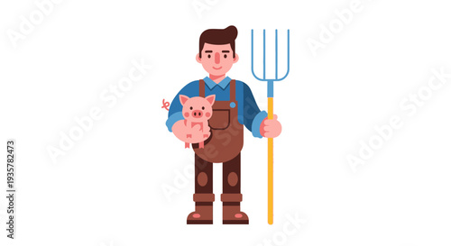 Man Holding Piglet Farmer.