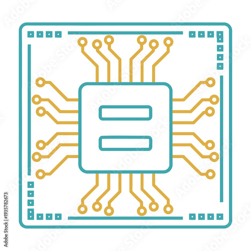 Modern microprocessor chip central processing unit circuit board design illustration