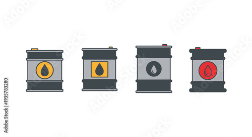 Oil Barrel Line art vector creative modern color illustration