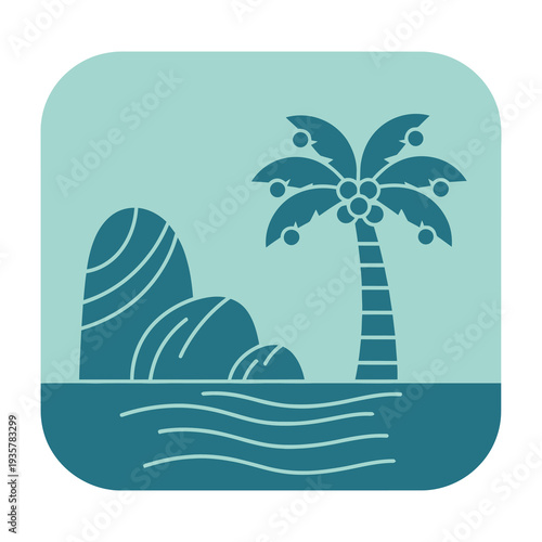 Tropical paradise evokes relaxation near coastal waves