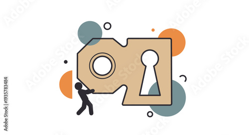 Man pushing puzzle piece.