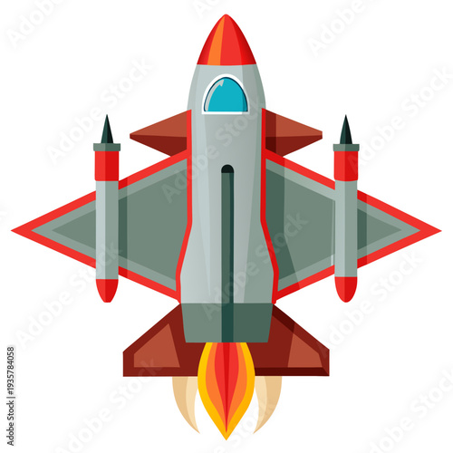 Military jet fighter taking off with afterburner flames