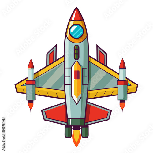 Stunning cartoon fighter jet with missiles ready for action