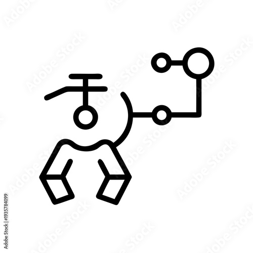 Robot with mechanical arms, digital design, abstract illustration