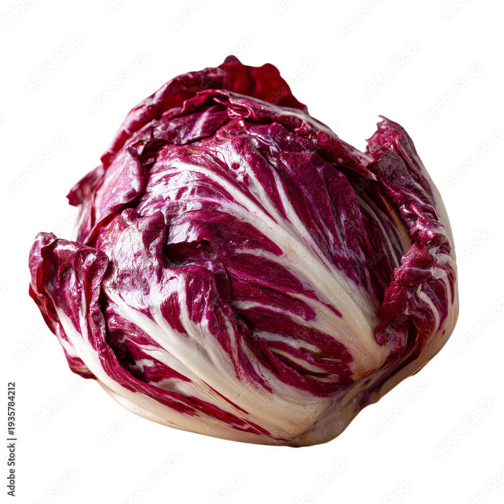 Obraz premium PNG of Fresh radicchio head with vibrant purple and white hues