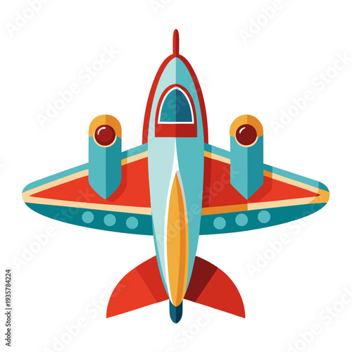 Stylized airplane icon with vibrant colors and modern design