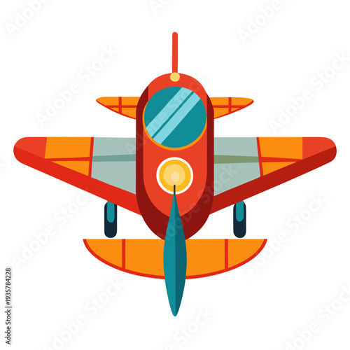Vibrant cartoon airplane in flight with bright colors and dynamic design