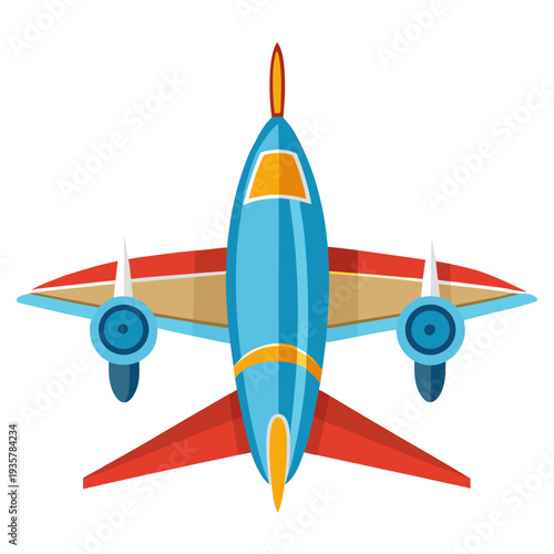 Vibrant airplane soaring through the sky with bold colors