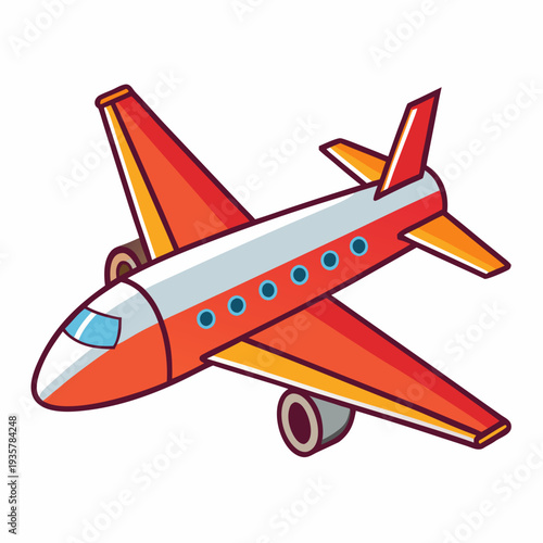 Vibrant orange airplane soaring through clear sky