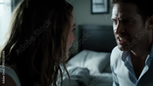 Emotional Scene - A Couples Intense Confrontation in a Bedroom.