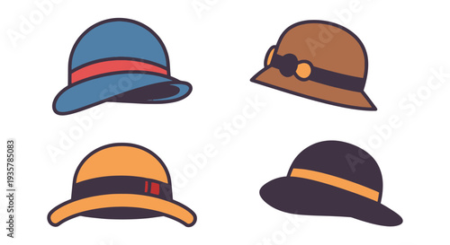 Cloche Hat Line art vector minimal abstract color illustration