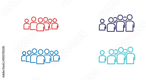 Vector graphic illustration showing four distinct groupings of stylized people icons with associated numerical counts