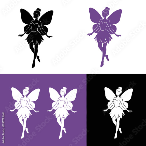 Fairy Silhouette Set – Magical Winged Pixie Vector Icon Collection