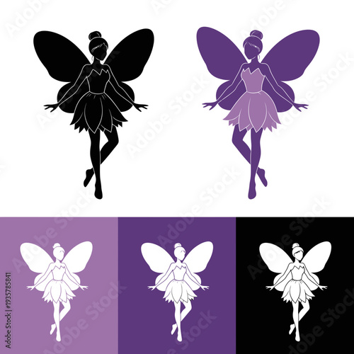 Fairy Silhouette Collection – Magical Flying Pixie Vector Icon Set