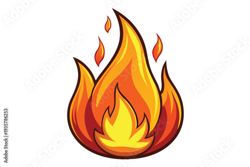 vector fire flame icon featuring a hot bonfire design and fiery heat elements for a powerful graphic illustration