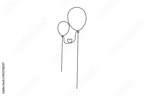Balloon continuous single line drawing art