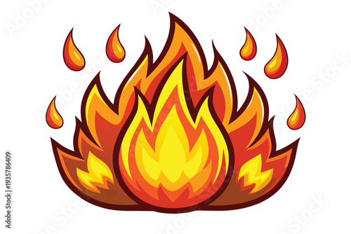 vector fire flame icon featuring a hot bonfire design and fiery heat elements for a powerful graphic illustration