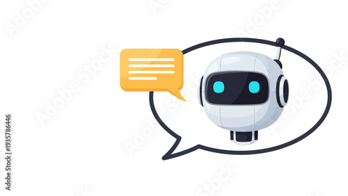 Robot with speech bubble.